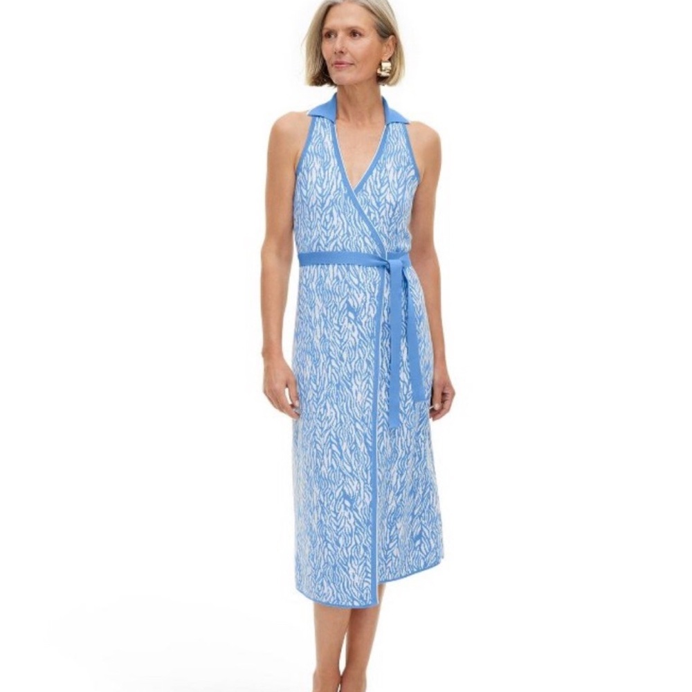 Diane Von Furstenberg Blue and White Midi Skirt
